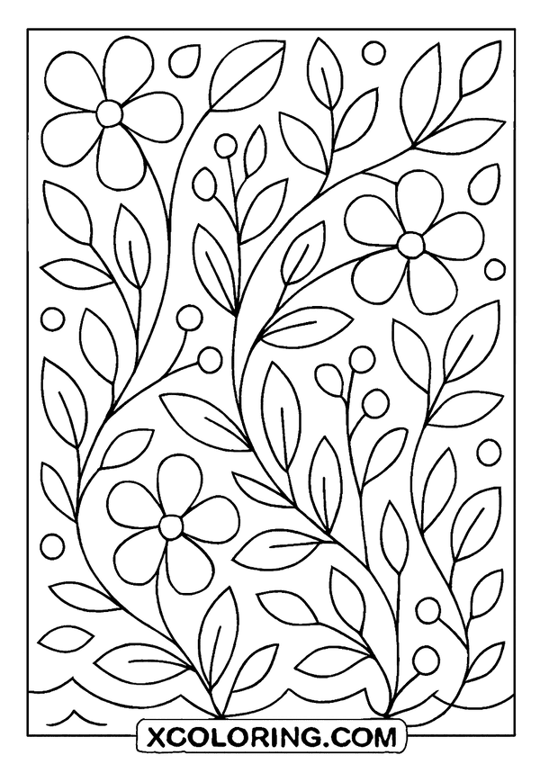 Botanical Harmony Line Work coloring page