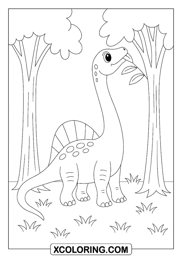 Brachiosaurus Reaches Tall Trees coloring page