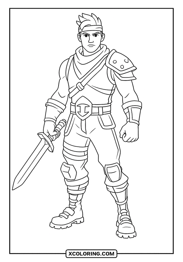 Brave Fighter in Fortnite coloring page