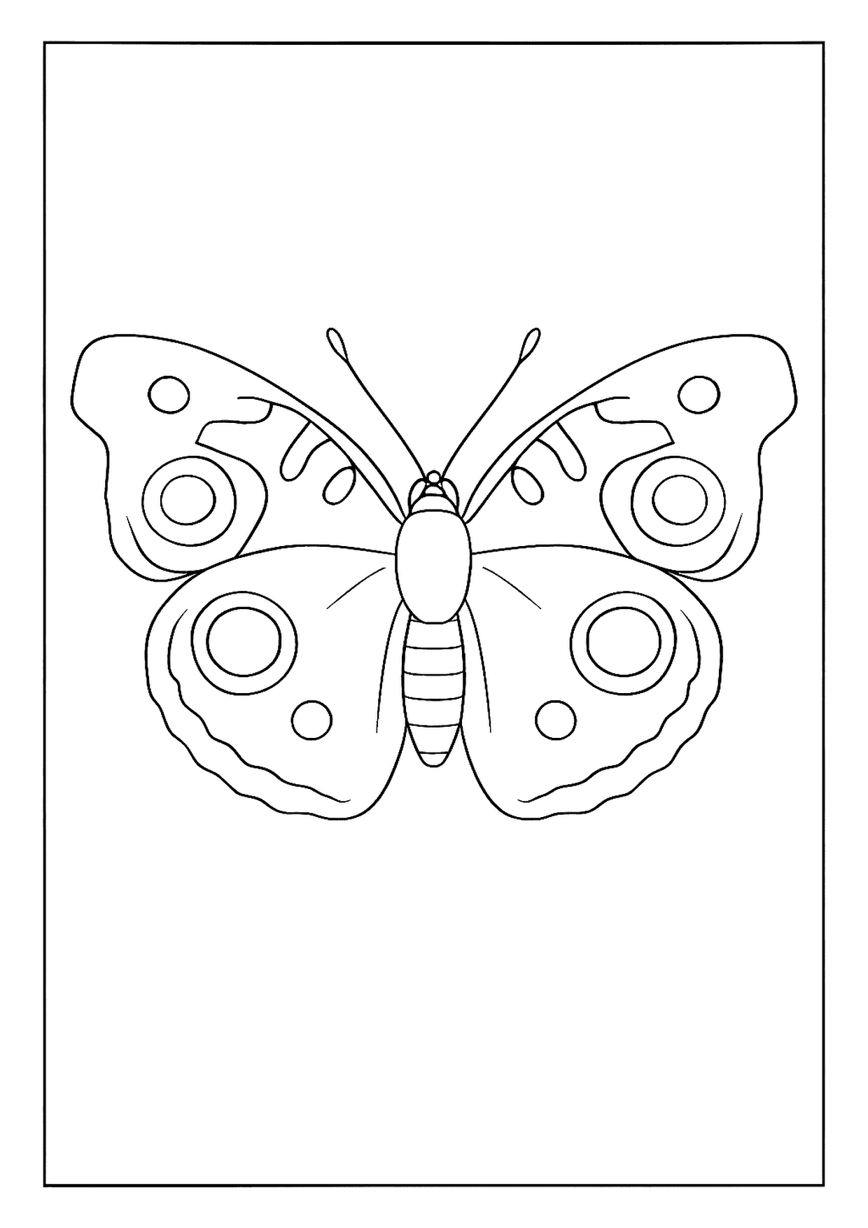 An Enchanting Buckeye Butterfly Coloring Page. This Insect Has Prominent, Large Eyespots On Its Wings.