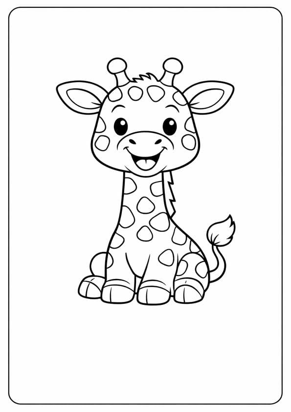 Cartoon Giraffe Coloring Sheet for Kids