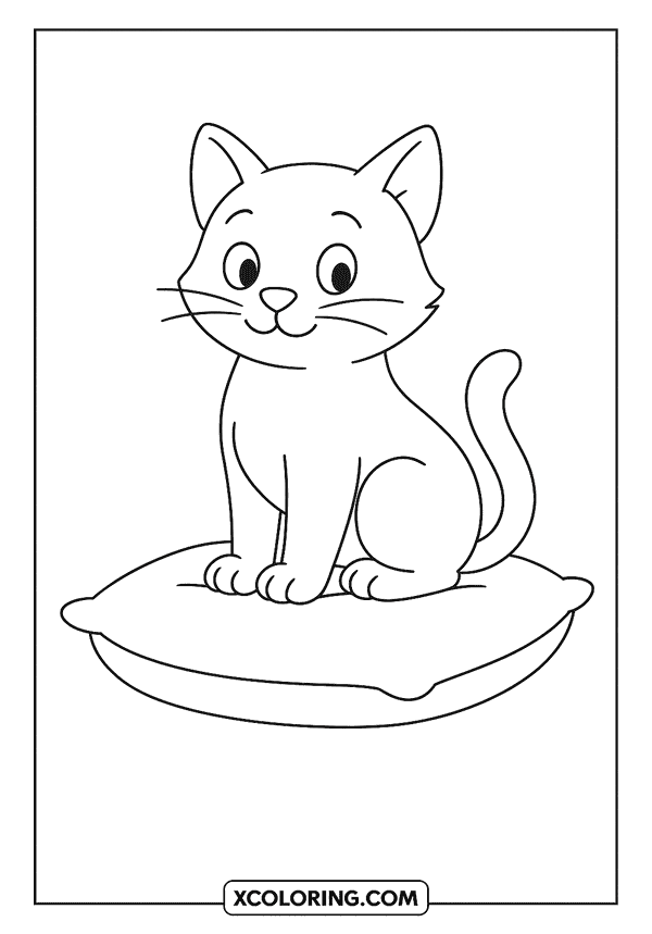 Cat Sitting on Pillow coloring page