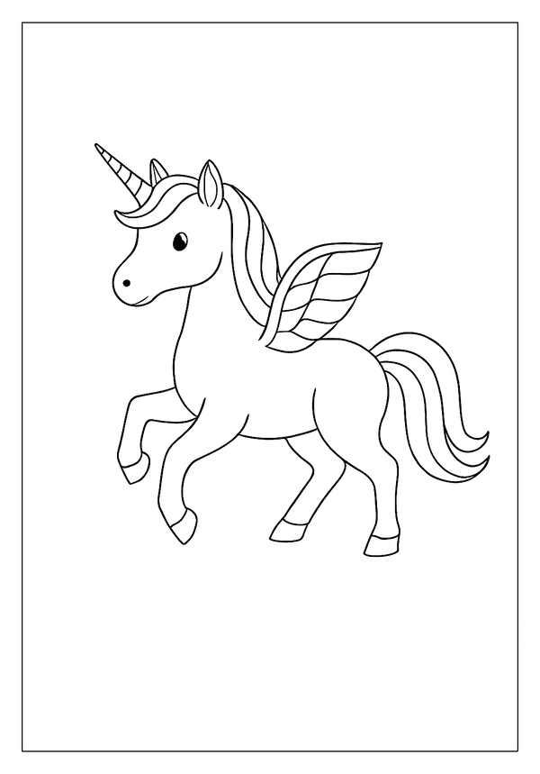 Printable Charming Winged Unicorn Prance Coloring Sheet
