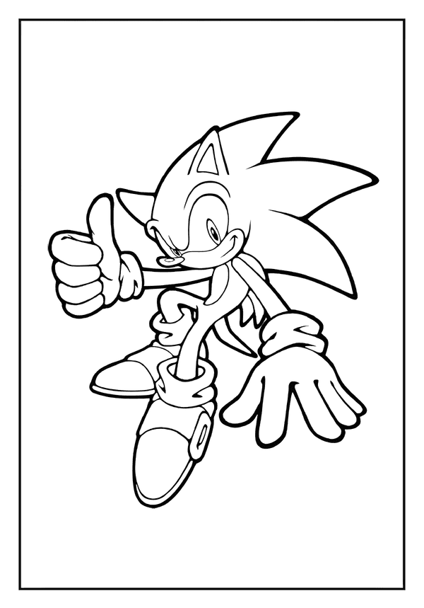 Printable Cheerful Sonic Thumbs Up Coloring Sheet