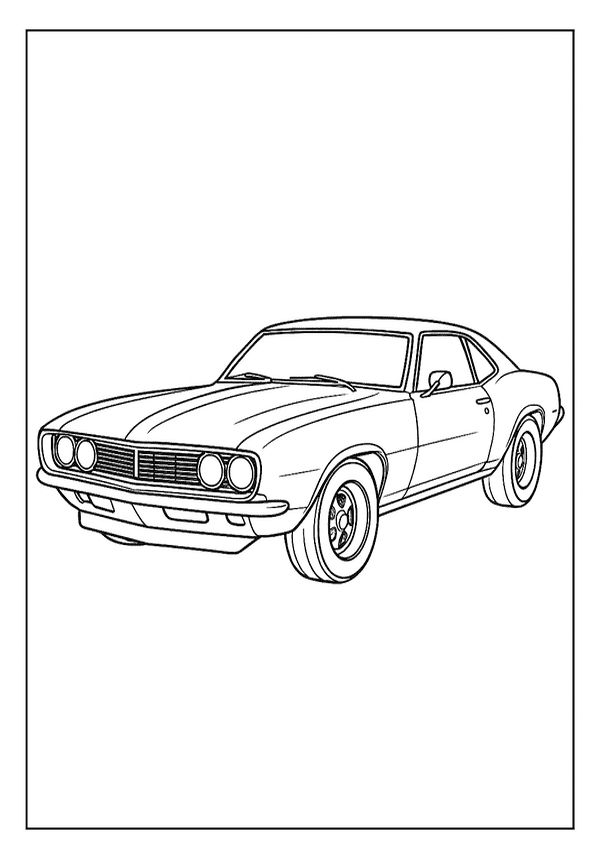 Printable Classic Muscle Car Coloring Coloring Sheet
