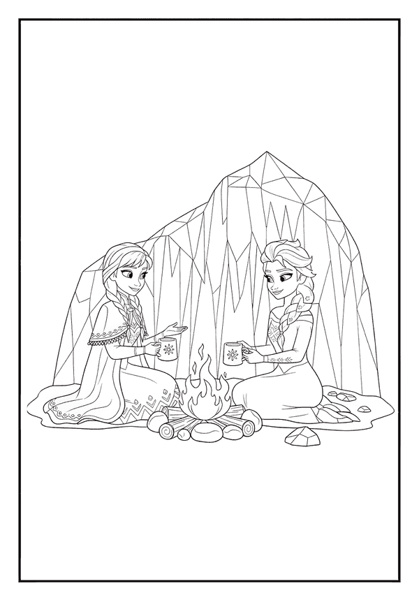 Printable Cocoa Time With Sisters Coloring Sheet