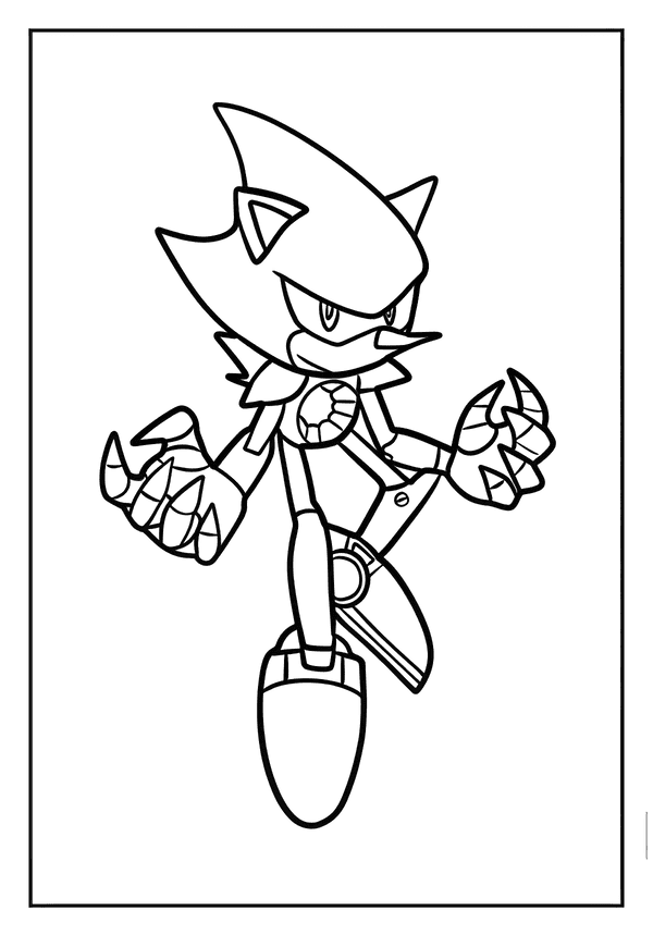 Printable Cool Metal Sonic Robot Coloring Sheet