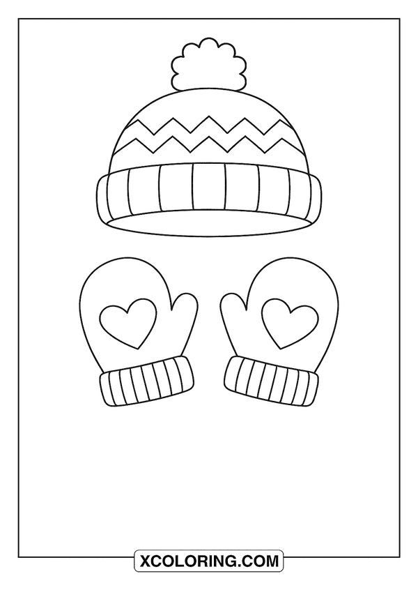 Cozy Hat and Mittens coloring page