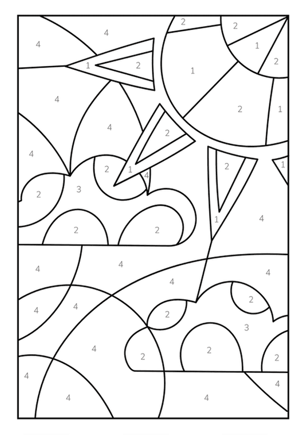 Printable Creative Shapes By Number Coloring Sheet