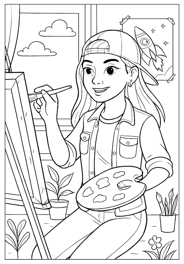 Printable Creative Teen Art Coloring Coloring Sheet
