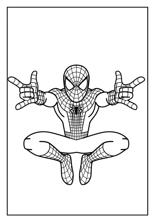 Printable Crouching Spider-Man Web Blast Coloring Sheet