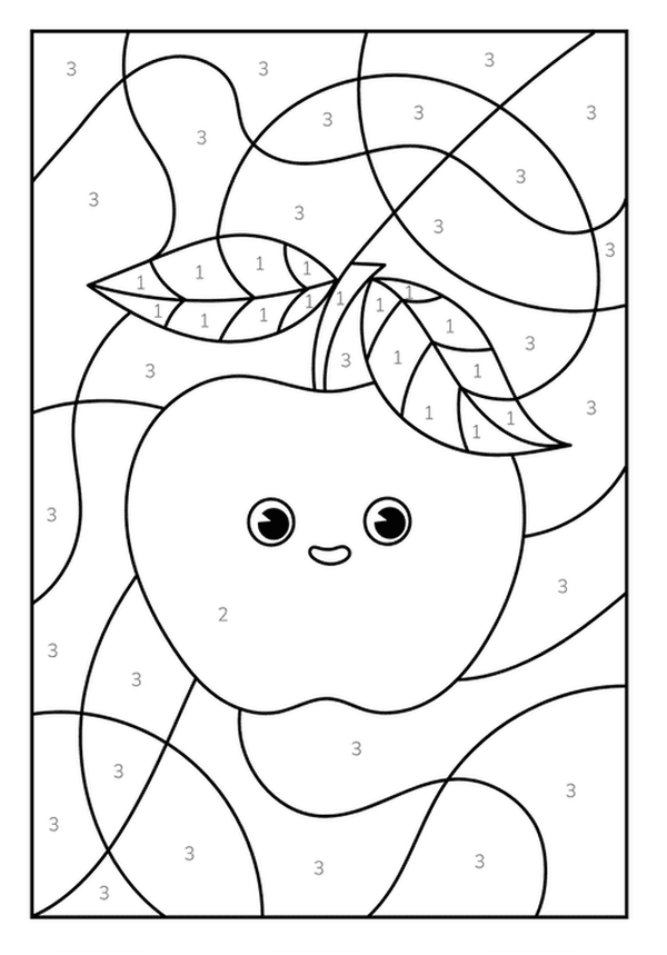 Cute Apple by Number coloring page