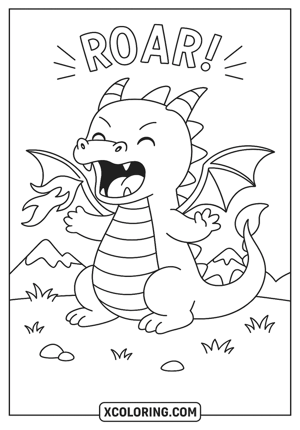 Cute Baby Dragon Roar coloring page