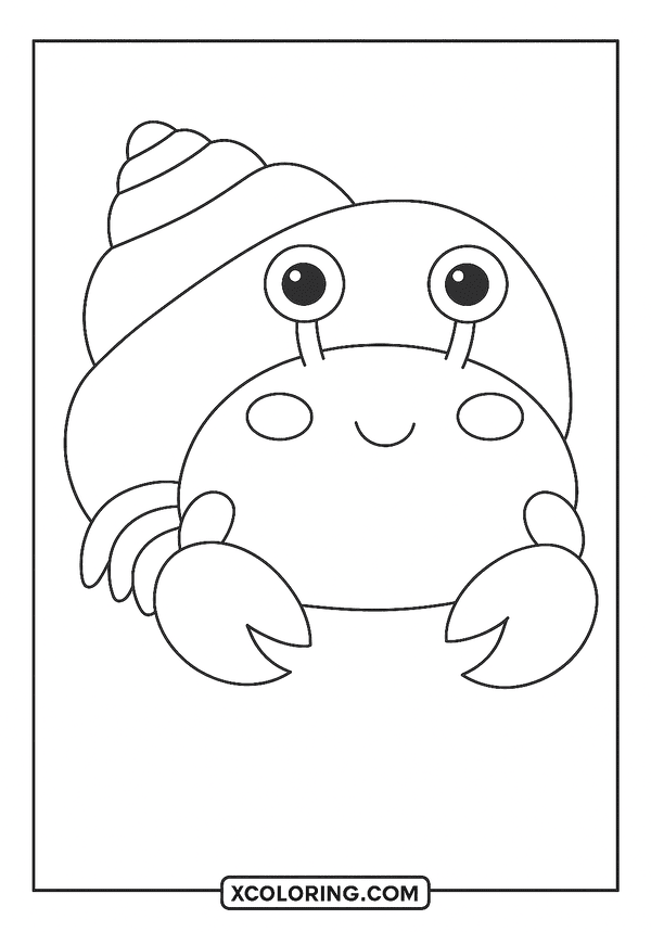 Cute Crab with Shell coloring page