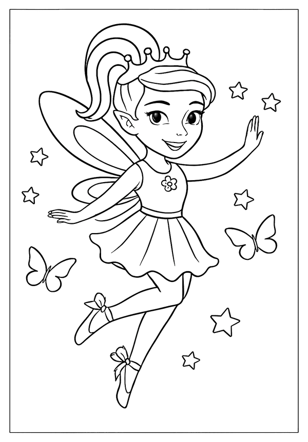 Cute Fairy for Girls coloring page