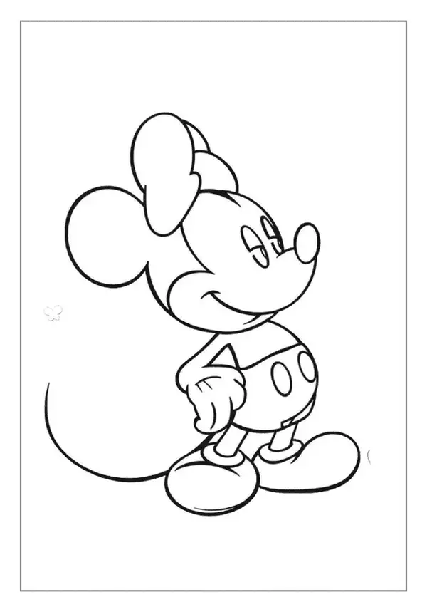 A Minnie Mouse Coloring Page. She Is Smiling And Standing With Her Hands On Her Hips, Ready To Color.