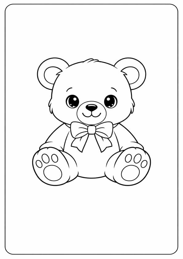 Cute Teddy Bear Coloring Sheet