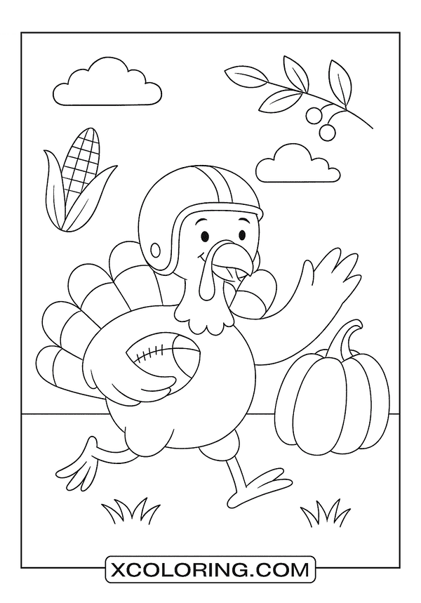 Cute Thanksgiving Turkey Smiles coloring page