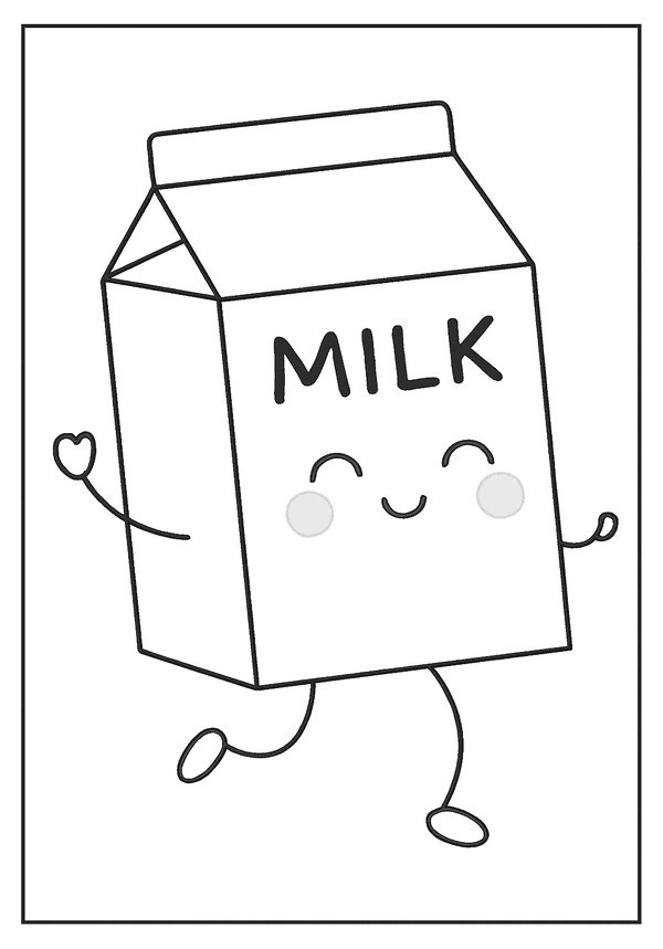 Dancing Kawaii Milk Carton coloring page