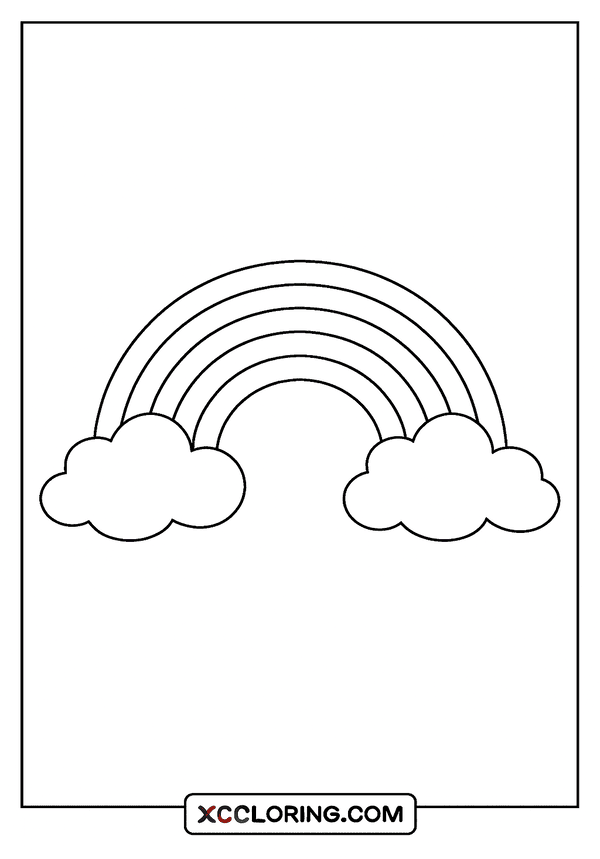 Easy Rainbow With Clouds coloring page