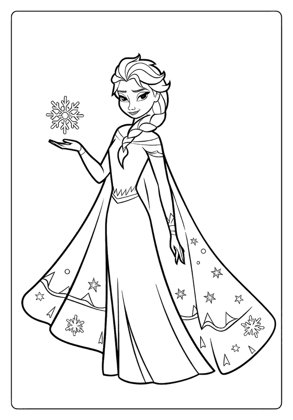 Elegant Elsa Magic Scene coloring sheet