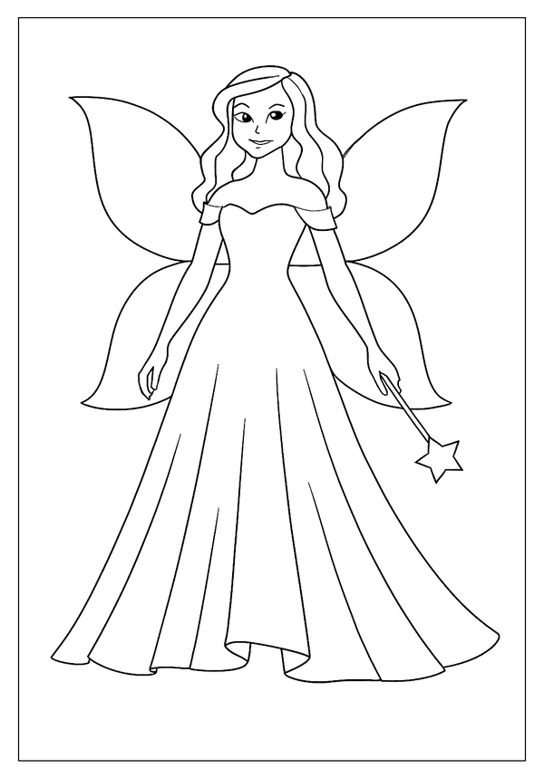 Printable Elegant Enchantress Art Page Coloring Sheet