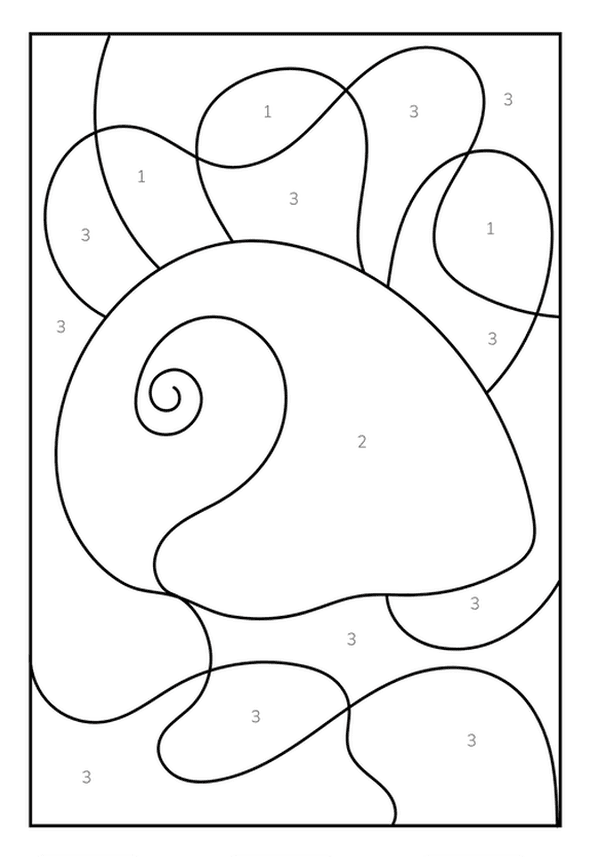 Elegant Shell by Number coloring page