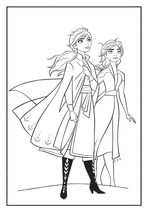 Elsa Anna Looking Ahead coloring page