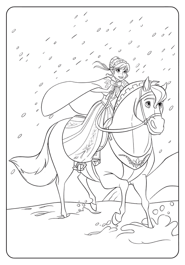Elsa Riding Snow Horse coloring page