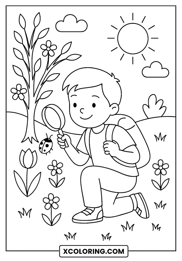 Exploring Nature This Spring coloring sheet