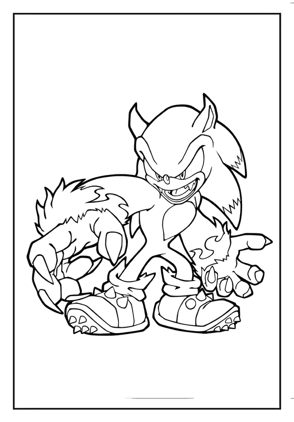 Printable Fierce Sonic Werehog Snarl Coloring Sheet