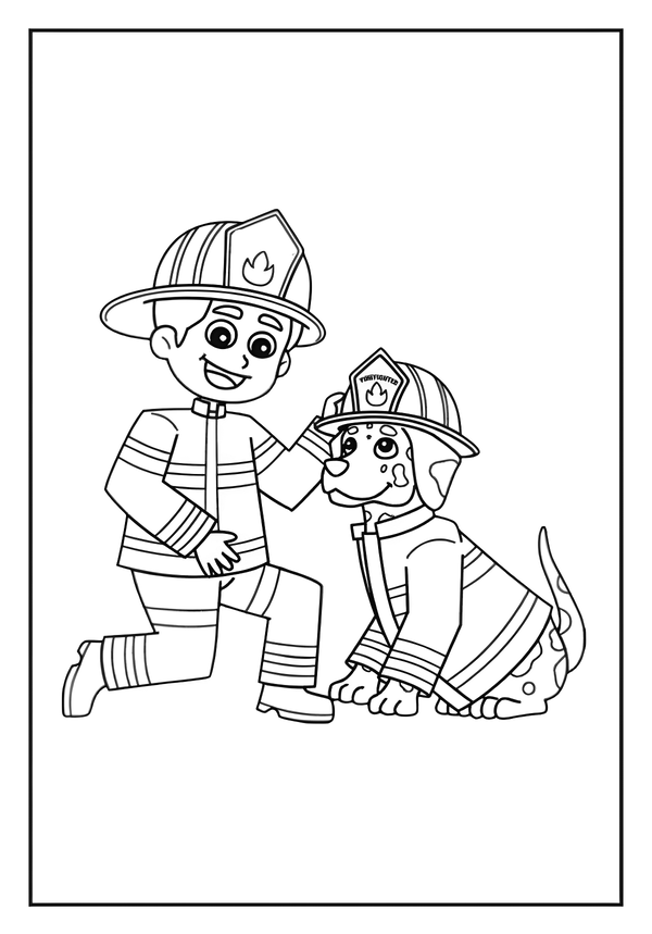 Printable Firefighter And Pup Marshall Coloring Sheet