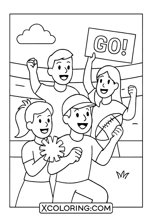 Excited football fans in the stands, cheering on their favorite team.