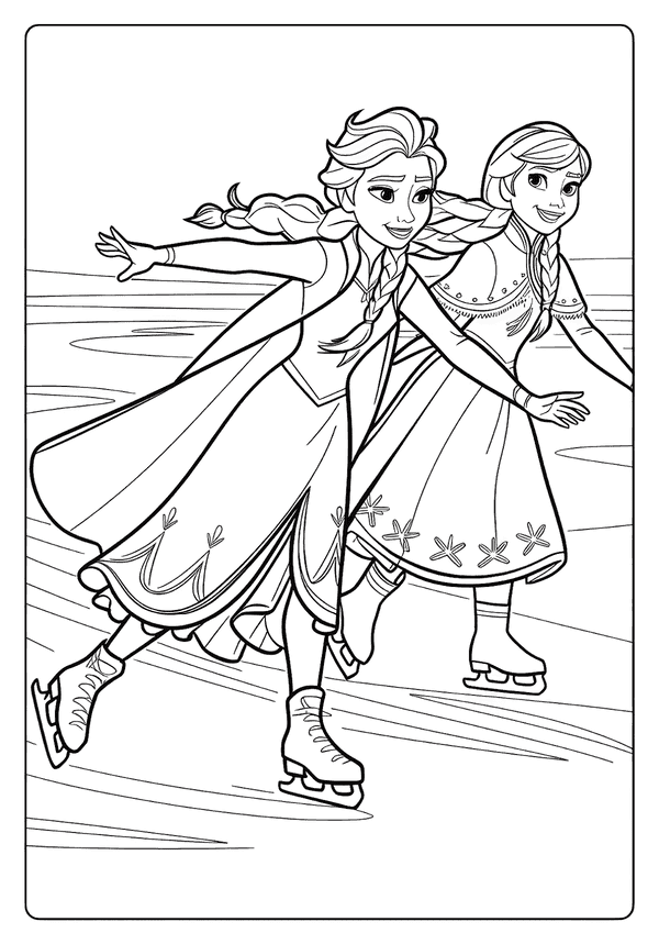 Frozen Skating Fun Page coloring sheet