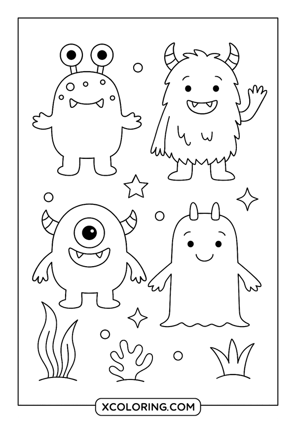 Funny Monsters to Color coloring page