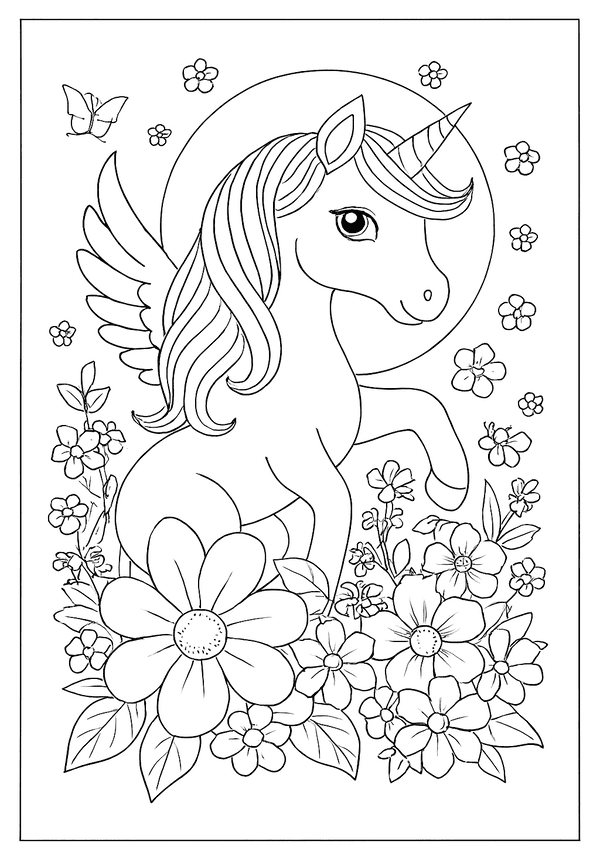 Printable Garden Unicorn Coloring Joy Coloring Sheet
