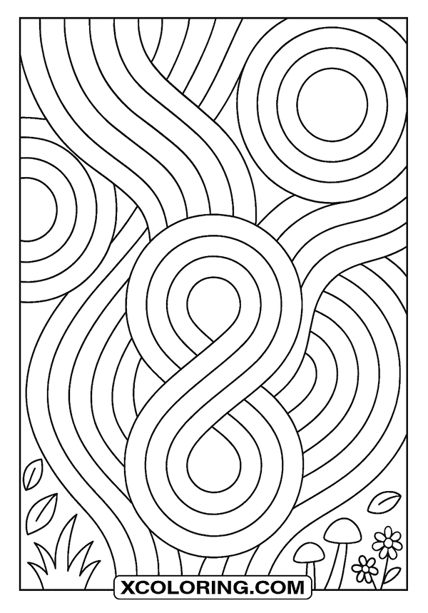 Geometric Flow Line Design coloring page