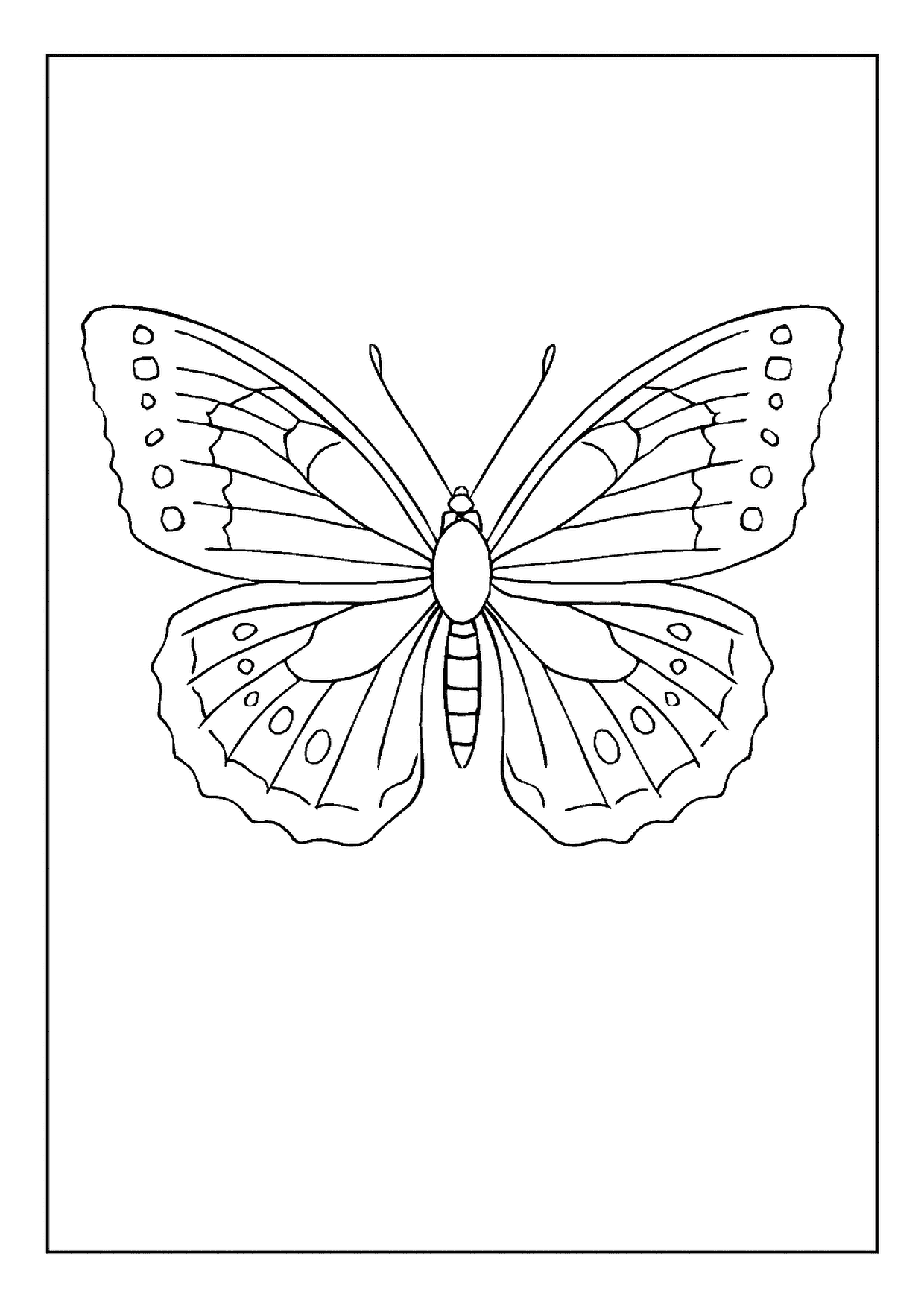 A Detailed Great Spangled Fritillary Butterfly Coloring Page With Intricate Patterns And Border Spots.