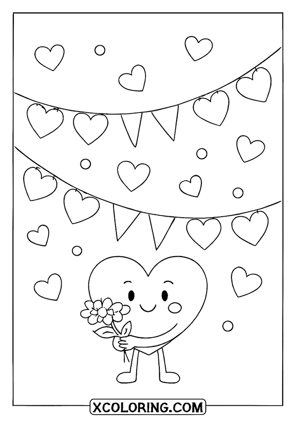 Heart Garland Party Decor coloring page