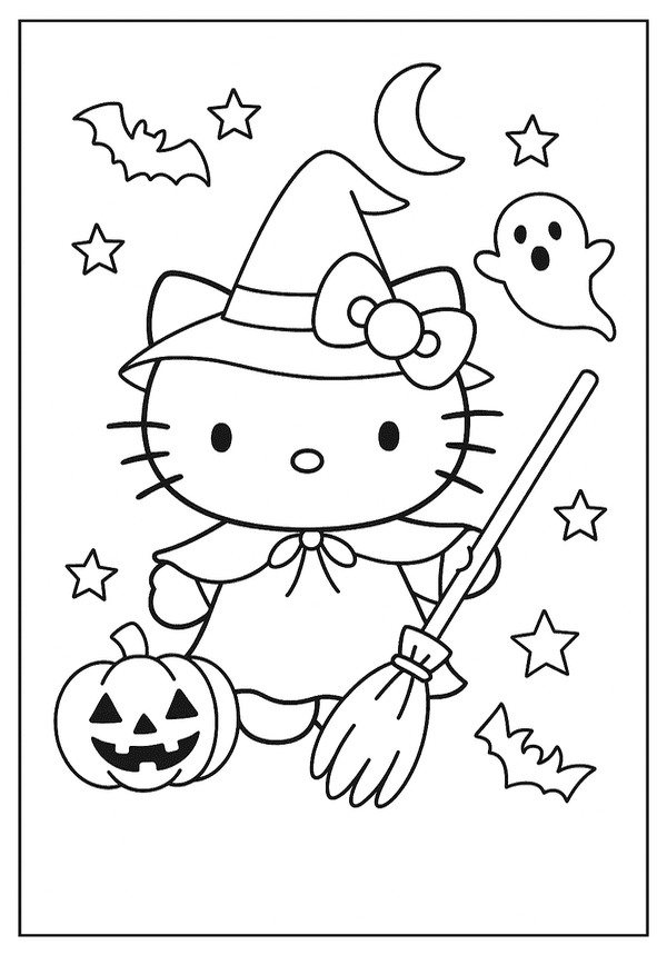 Hello Kitty Halloween Coloring coloring page