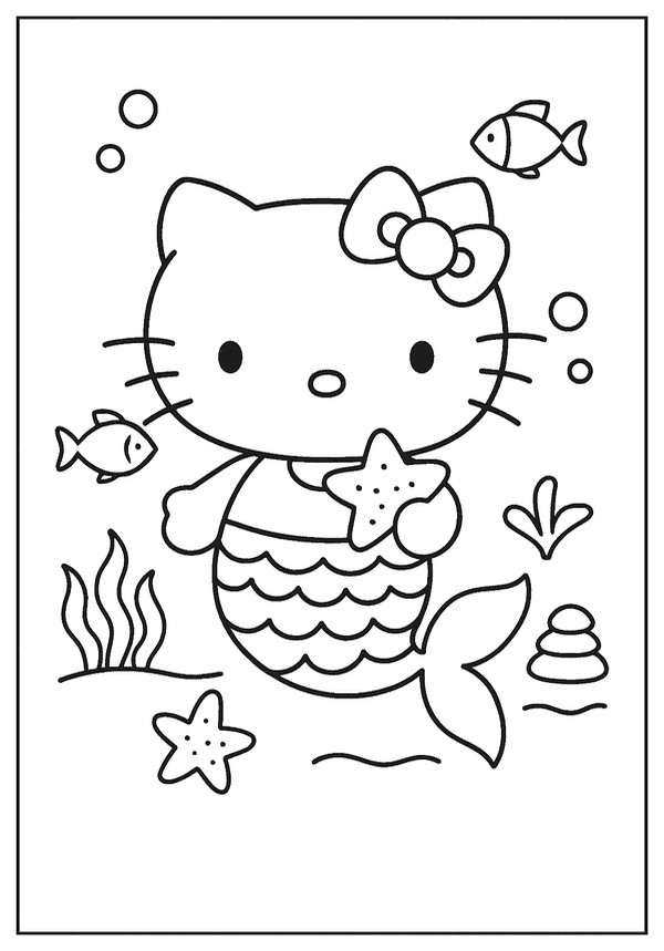 Hello Kitty Mermaid Coloring coloring page