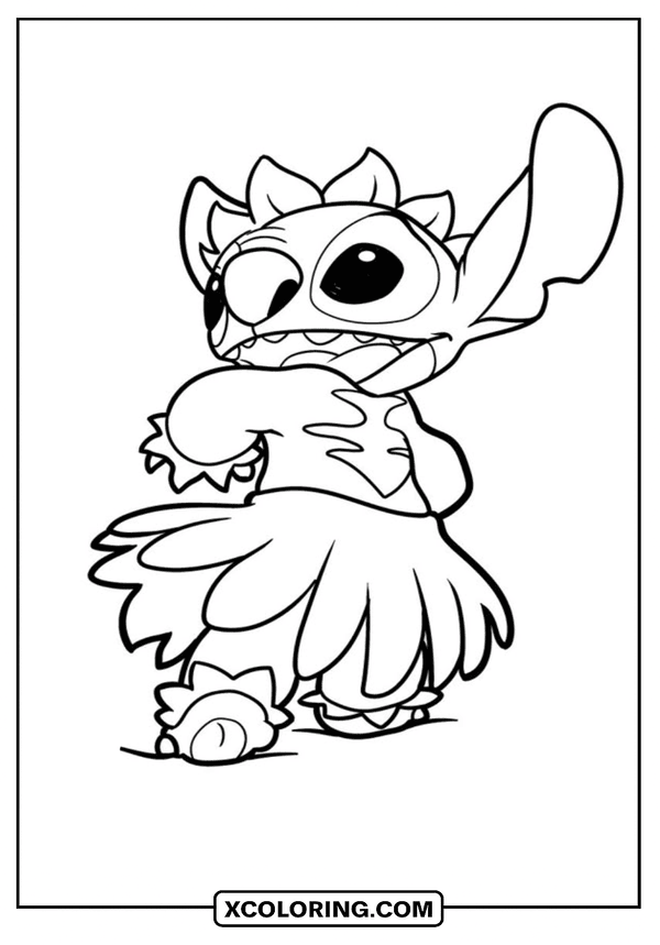 Hula Dancing Stitch Fun coloring page