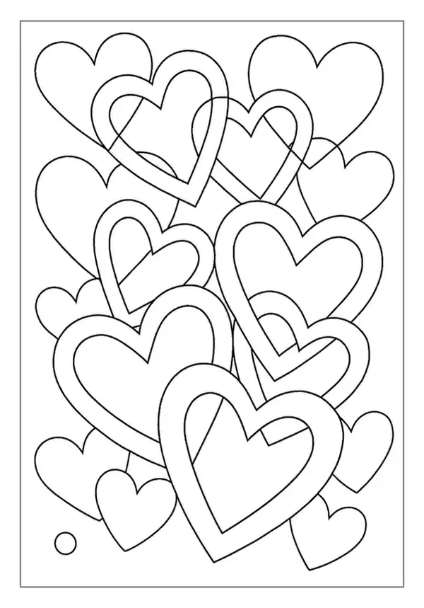 Overlapping Heart Coloring Page with a fun, interlocking design.