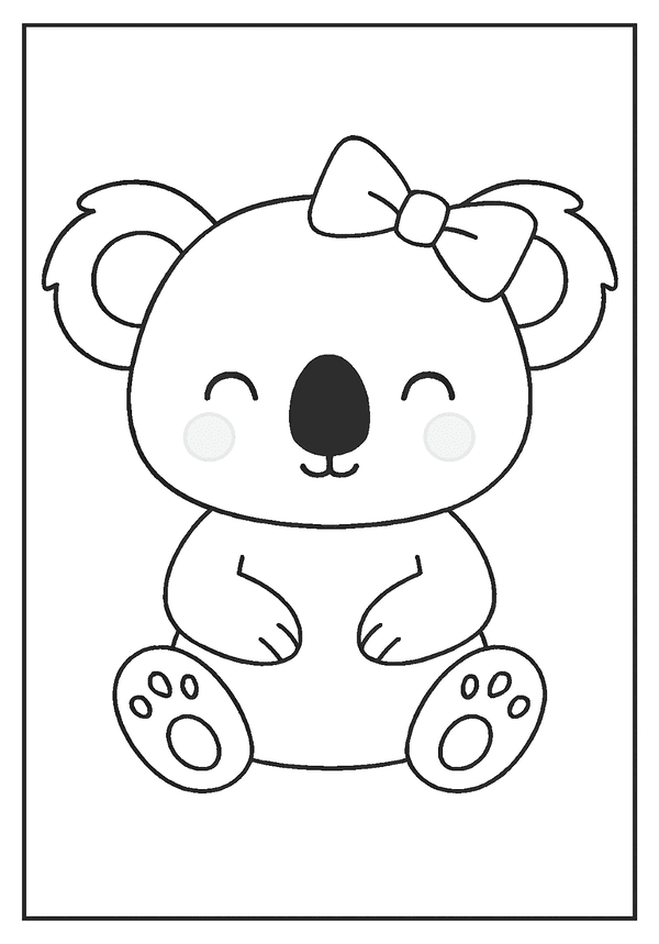 Kawaii Koala Wearing Bow coloring page