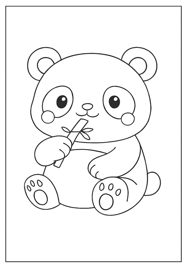 Kawaii Panda Enjoying Snack coloring page