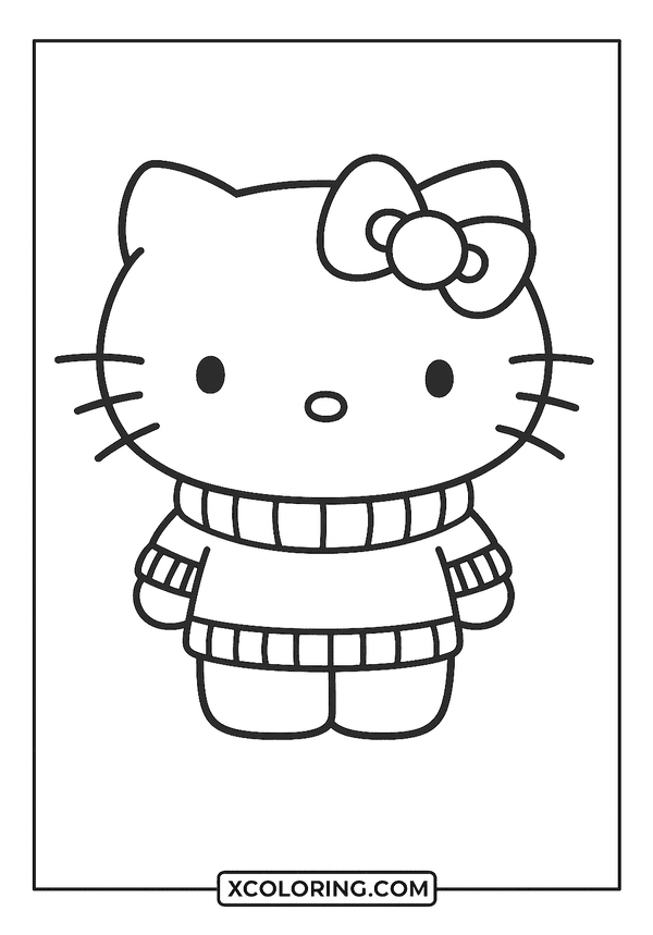 Kitty in Cozy Sweater coloring page