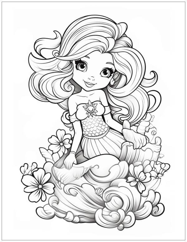 Lovely Mermaid Coloring for Kids coloring page