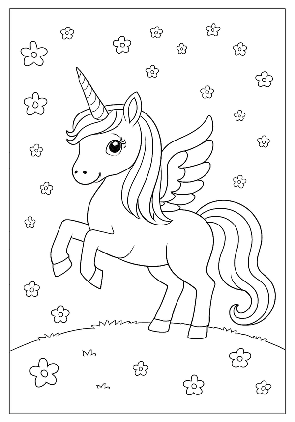 Printable Magical Unicorn Fun Designs Coloring Sheet