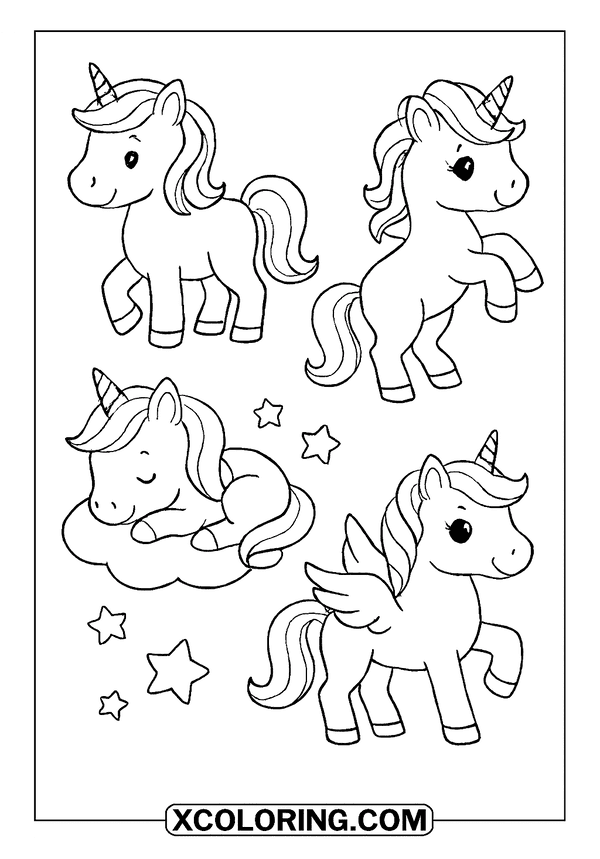 Magical Unicorns for Children coloring sheet