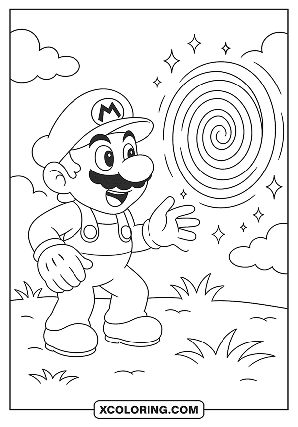 Mario and the Time Portal coloring page